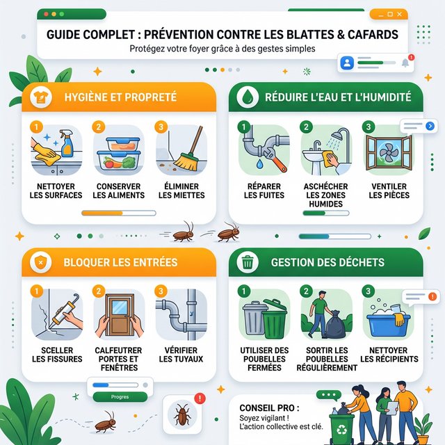 Infographie de prévention contre les blattes et cafards à Marseille